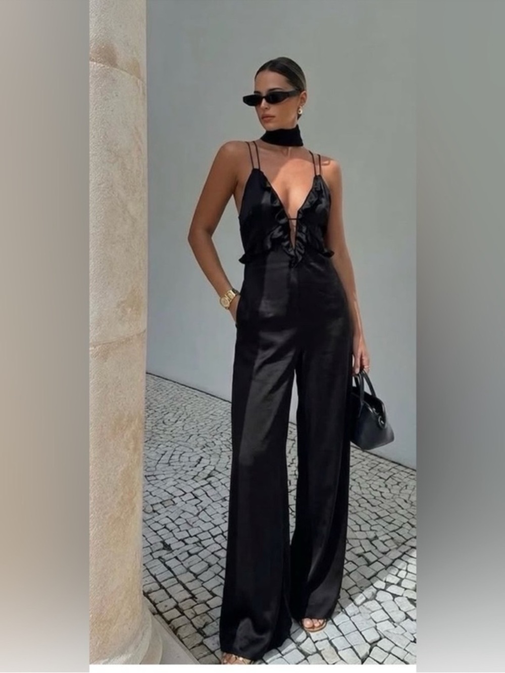 ZARA WIDE FIT RUFFLED JUMPSUIT